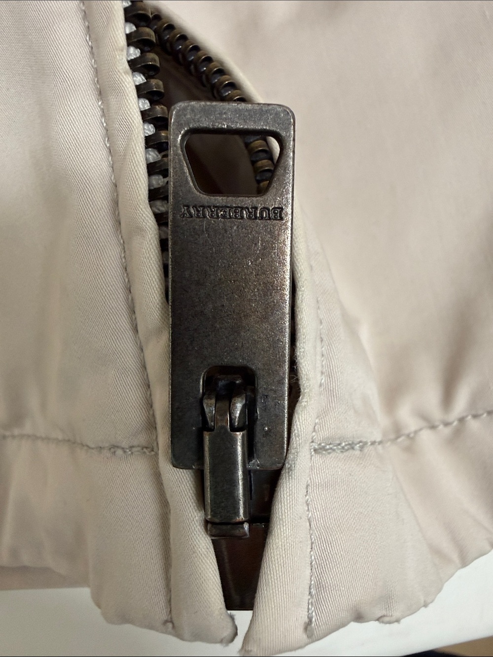 Burberry Light Beige Zip-Front Trench Jacket with Check Lining - Picture 10 of 14